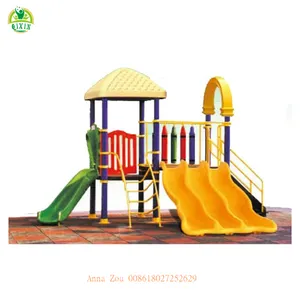 Desain Super Mini Spesial Anak-anak Taman Bermain/Set Tiga Tempat Bermain Slide Plastik/Mainan Unik Luar Ruangan Anak QX-11044A