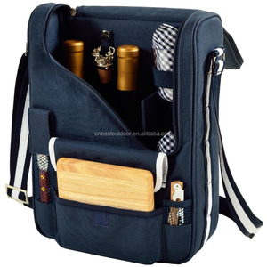 Sac fourre-tout réutilisable et sophistiqué pour le vin et le <span class=keywords><strong>fromage</strong></span> équipé pour 2 avec verres, serviettes, planche à découper - Product Image 1