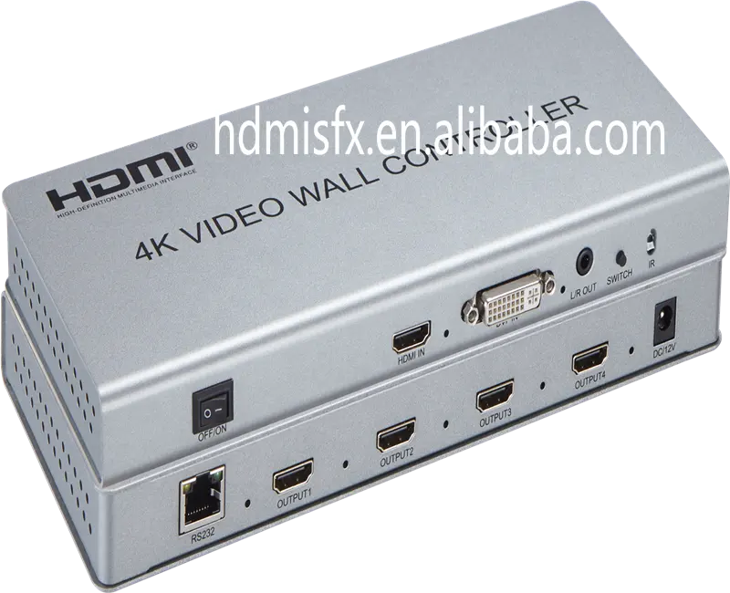 2x2 video wall controller 4K divide a complete signal to 4 HDMI video display units