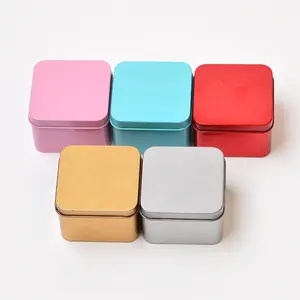 metal tin boxes Food safe multiple colored rectangular metal tin box for tea