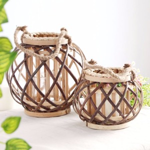 Portavelas <span class=keywords><strong>de</strong></span> Mimbre Tejido Blanco Rústico para Decoración del Hogar y Jardín - Product Image 1