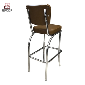 Tabourets <span class=keywords><strong>de</strong></span> <span class=keywords><strong>bar</strong></span> en métal <span class=keywords><strong>de</strong></span> style américain des années 1950, chaises <span class=keywords><strong>de</strong></span> <span class=keywords><strong>bar</strong></span> en cuir pour restaurant - Product Image 3