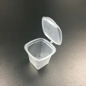 1 oz mini BPA ücretsiz tek kullanımlık plastik sos kaseleri menteşeli kapaklı