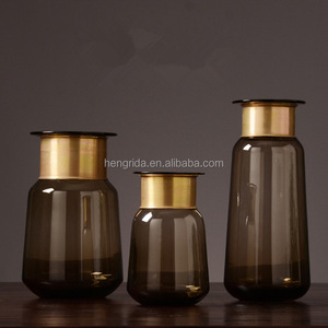 Nuovo vaso di vetro fiore di lusso in stile Ins con anello di metallo intorno al collo <span class=keywords><strong>Color</strong></span> <span class=keywords><strong>oro</strong></span> fatto a mano - Product Image 5