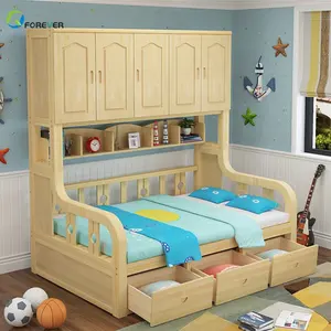 Anak-anak Pakaian Kabinet Bed Single Penyimpanan Tempat Tidur Rak Buku Tempat Tidur dengan Kabinet