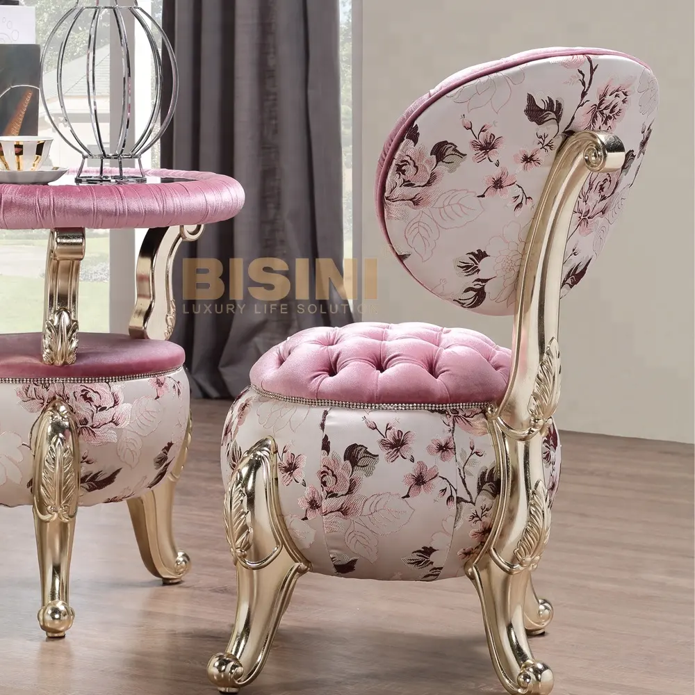 Romantico Set di mobili per soggiorno neoclassico europeo rosa/panca per divano rotonda sgabello di zucca