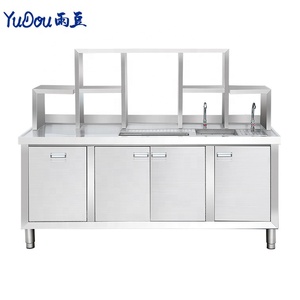 畅销商务酒店不锈钢珍珠奶茶工作台面桌不锈钢预备桌 - Product Image 6