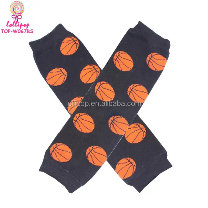 In Voorraad Ballen Baby Jongens Beenwarmers Legging Sokken Zwart Oranje Basketbal Beenwarmers