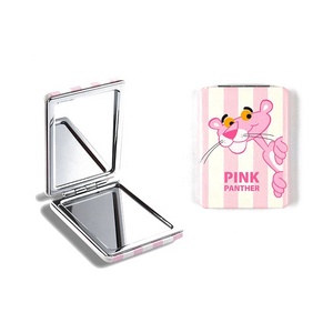 High Quality PU Pocket Mirror Custom Cartoon Double-Sided Foldable Makeup Mirror Portable Style for Promotional Use