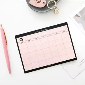 Custom papier notepad Roze/wit bureau kalender zelfklevende memopad groothandel sticky notes