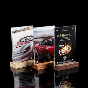 Acrilico trasparente Talker A6 Supporto Del Menu Top Supporto Acrilico e <span class=keywords><strong>Base</strong></span> In Legno Contatore top Da Tavolo in Acrilico Tenda - Product Image 1