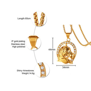 Gioielli in oro di strass <span class=keywords><strong>cavallo</strong></span> <span class=keywords><strong>collana</strong></span> pendente di fusione - Product Image 2