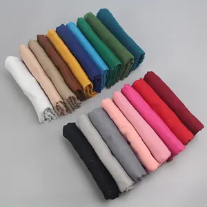 Pemasok Eksportir Amazon Hot Sale Glitter Kapas Syal Selendang Viscose Shinning Warna Murni Syal Arab Dubai Hijab Pashmina