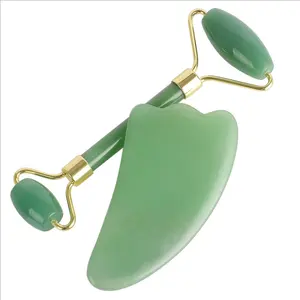 Best High Quality Private Label Therapy Stone Massage Roller Jade Nephrite Anti Aging Facial Natural Dong Ling Green Massager