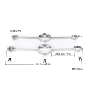 Bondage en métal serrure cou collier menottes en acier inoxydable esclave BDSM contraintes jouets sexuels pour Couples épandeur barre menottes - Product Image 2