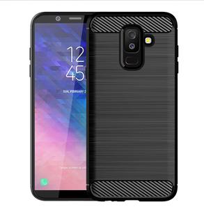 Carbon Fiber Shockproof Lembut TPU Kembali Penutup Case untuk Samsung Galaxy A6 Plus 2018