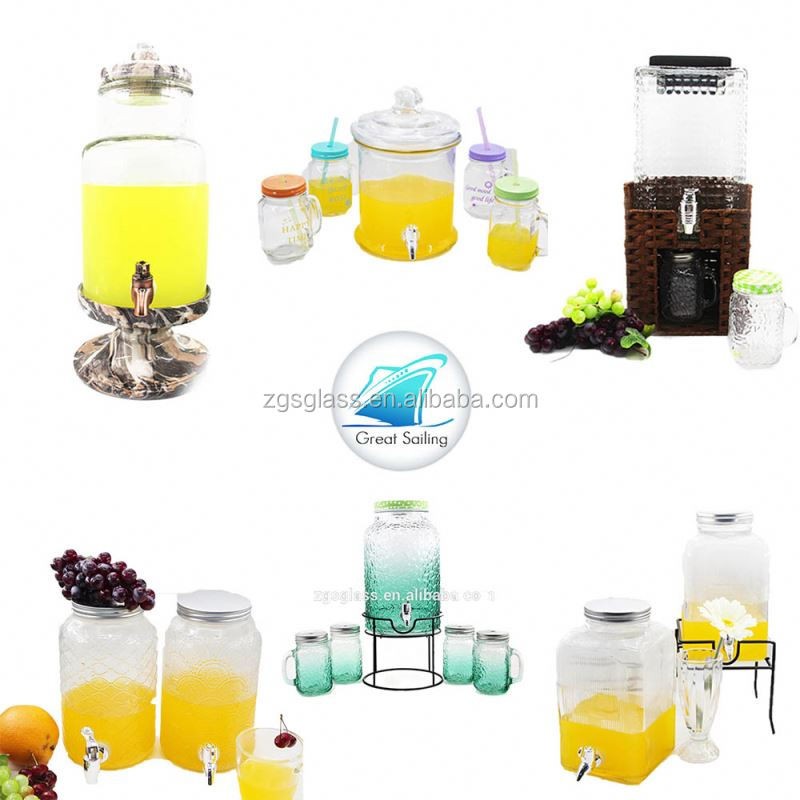 Personnalisé 10l Grand Rond Géant Verre Mason Jar Distributeur de Boissons Avec Couvercles Et Titulaire