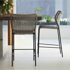 Chaise d'extérieur de Patio en corde d'aluminium tissée, meuble pour la salle à manger, chaise de jardin française, noir - Product Image 1