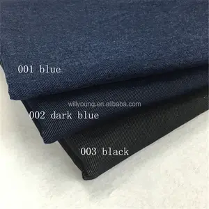 Kain Denim 95% Katun 5% Spandeks Meregang Medium Tebal Padat Bahan Jeans Rajut Warna Biru Tua untuk Kemeja Jeans Rok Mini