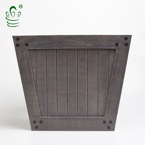Garden Big <strong>square</strong> Plant Pot Decorative Plastic Outdoor <strong>Wood</strong> Effect <strong>Planter</strong> - Product Image 3