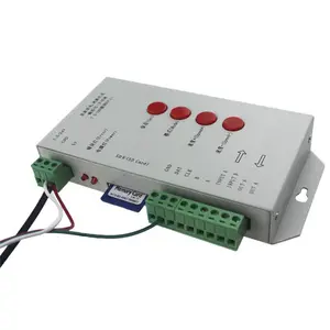 Controlador de faixa led programável t1000s rgb, controlador de pixels com cartão sd para ws2811, ws2812b, lâmpadas led coloridas