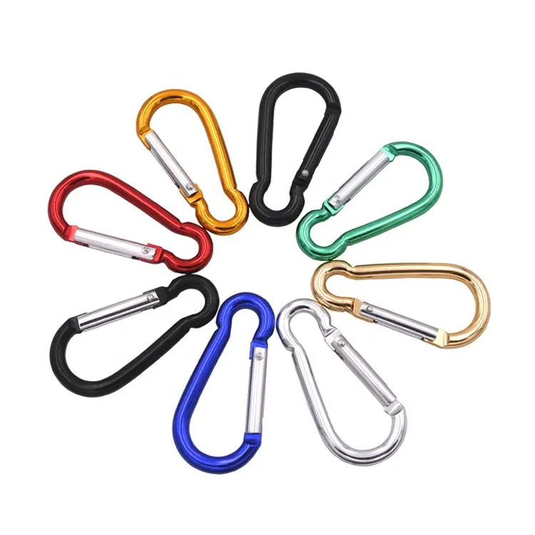 Nhà Máy Bán Buôn Khuyến Mại 7Cm Nhôm Hình Bầu Carabiner Keychain Khuyến Mại Snap Hook Chia Vòng