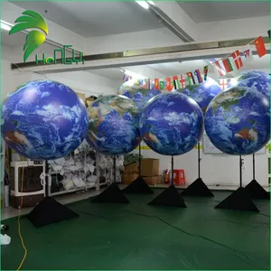 Ballon gonflable à éclairage Led, sphère sphérique sur support, en forme de boule, de la terre et de l'air