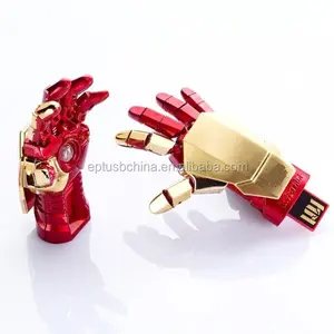 Einzigartiges Geschenk Metall Iron Man Helm USB-Sticks 128GB 32GB 16GB 8GB Handform USB-Flash-Laufwerk