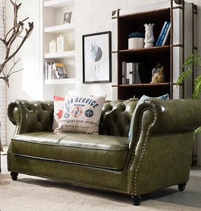 Canapé d'angle en cuir <span class=keywords><strong>Chesterfield</strong></span> de style européen, meubles de salon en cuir de Guangzhou, cuir véritable - Product Image 4