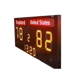 Placa de marcação para basquete, tênis, bola de tênis, jogo de fullball com texto (preço de gás, tempo/data), tela de 7 segmentos