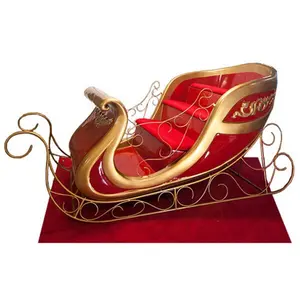 Grande tamanho real ao ar livre Santa sleigh escultura tema de natal clássico América shopping decoração elegante decoração de locais de compras