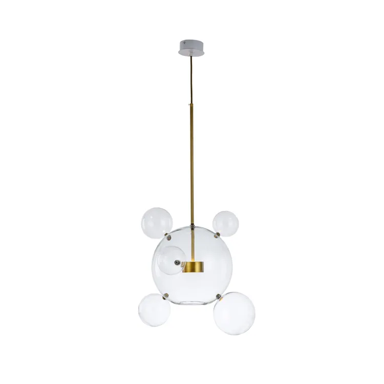 JDD โคมไฟระย้าแก้วรูปหลอดไฟ Mickey,โคมไฟแขวนในห้องรับประทานอาหารโคมไฟ DIY สายไฟใส