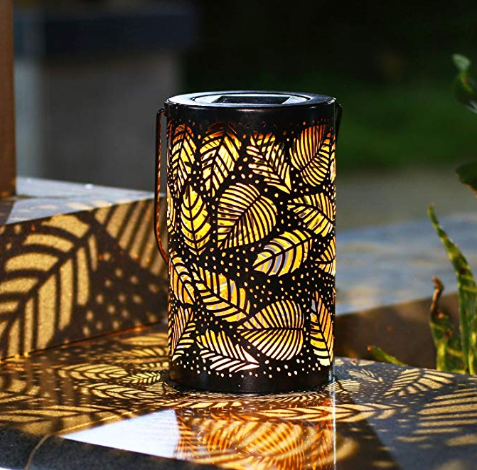 Уличные фонари на солнечной батарее, подвесные садовые лампы, металлические фонари с узором в виде листьев для патио, улицы или стола (лист)