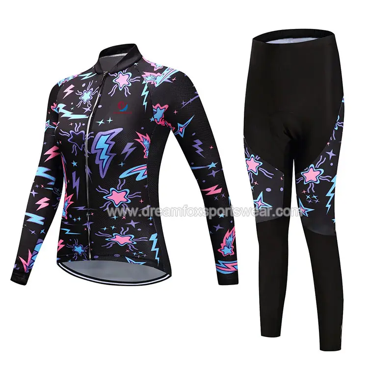 Sport bike abbigliamento per le donne vendita calda sublimazione personalizzato quick dry ragazze della bicicletta vestito design team jersey di riciclaggio di usura set