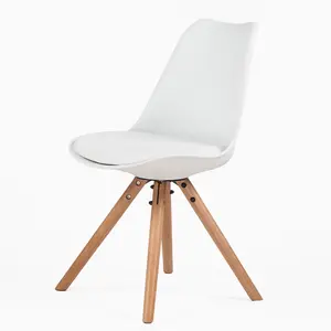 Pu deri koltuk modern stil bej ana ev mobilya döşemeli küvet yemek tasarım sandalye