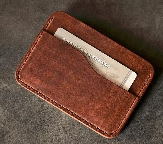 Натуральный тонкий кожаный кошелек ручной работы держатель для карт унисекс кошелек для карт для мужчин