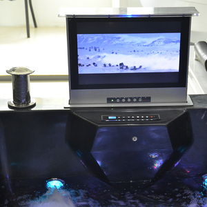 Bañera de hidromasaje de lujo para interiores de 128cm, baño de hielo de fibra de vidrio negro, acrílico blanco europeo para baño de Hotel, incluye escurridor - Product Image 5