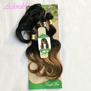 Extensions <span class=keywords><strong>de</strong></span> Cheveux Synthétiques en Fibre Résistante à la Chaleur Lots <span class=keywords><strong>de</strong></span> Mèches Bicolores Tissage Brésilien Ondulé 4 Pièces T1b27 avec Closure Gratuite - Product Image 5