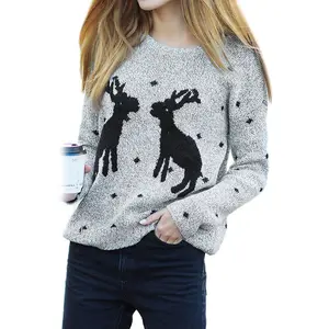 Ugly sweater sweater for female Woman Reindeer Christmas Tree Knitted Pullovers Top Autumn Winter Deer Pattern Xmas