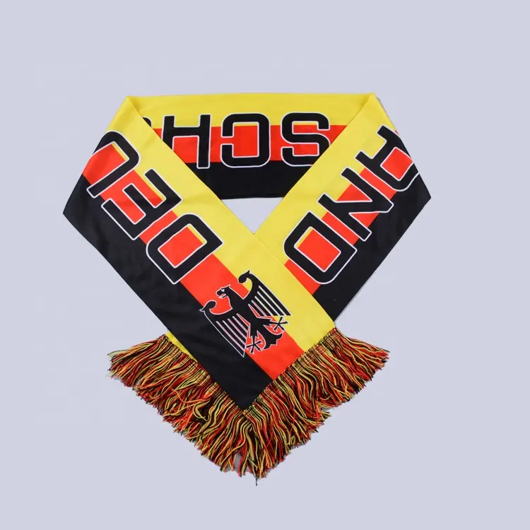 Wholesale High Quality National Scarves Tassel Sports Scarf Different Material Fans Cheering Custom Scarf