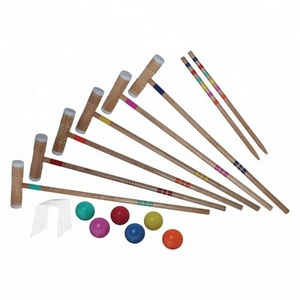 Ensemble <span class=keywords><strong>de</strong></span> <span class=keywords><strong>croquet</strong></span> en bois vintage pour 6 joueurs avec chariot <span class=keywords><strong>de</strong></span> transport - Product Image 2