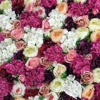 Personalizado de seda Artificial boda enrollable flor pared Rosa telón de fondo