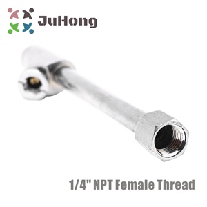 6 "طويلة إمالة قفل مستقيم رئيس المزدوج القدم الكروم مطلي قابض هوائي 1/4" معاهدة عدم انتشار الأسلحة النووية تضخيم الإطارات قابض هوائي أداة إصلاح الإطارات - Product Image 3