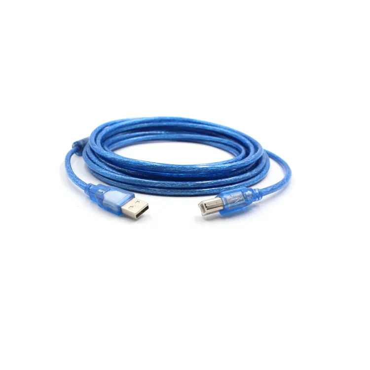 Vierkante poort transparant blauw USB2.0 printer datakabel usb afdrukken lijn AM naar BM verlengsnoer met magnetische ring Shield