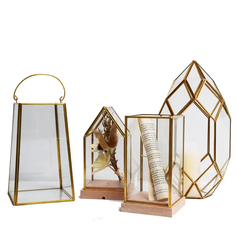 2019 New Products Glass Decorative Gold Geometric Glass Terrarium wholesale