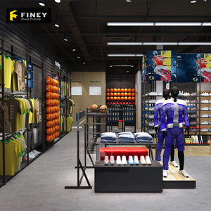 Desain Baru Modern Sport Shop Tata Letak Interior Dekorasi Sepatu Pakaian Rak Display untuk Perlengkapan Toko Olahraga Display Ritel