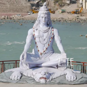 Outdoor Antieke Levensgrote Indische Steen Lord Shiva Sculptuur Marmer Hindoe God Standbeeld