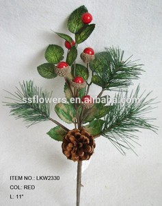 De gama alta al por mayor agujas de pino artificial acebo y diy espuma red berry recogida 11 "Ramas pick decoración proveedor - Product Image 1