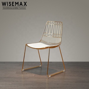 WISEMAX Chaise de luxe haute qualité pour café triomphe à la chaux Chaise de loisirs <span class=keywords><strong>bertoia</strong></span> chaise en métal maillé avec coussin en pu - Product Image 2