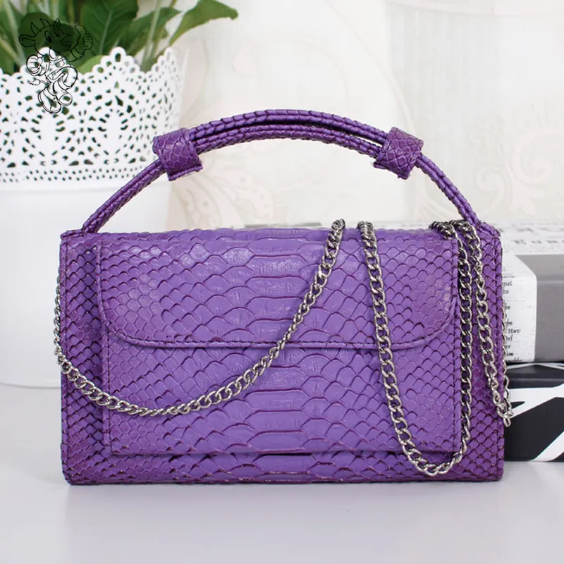 2020 Hot Sales INS Fashion Style Lady Clutch Wallet Bag Snake Pattern Leather Women Crossbody Long Phone Wallet With Chain